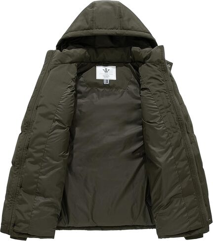 WenVen Men's Warm Puffer Jacket Thicken Padded Winter Coat with Detachable Hood in Kuwait