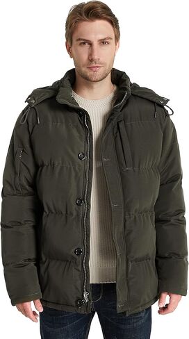 WenVen Men's Warm Puffer Jacket Thicken Padded Winter Coat with Detachable Hood in Kuwait