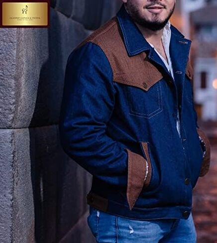 Alpaca Denim Jacket for Men. Only Denim with Alpaca Jacket worldwide! 100% Peruvian Alpaca. US size chart for a great fit! in Saudi Arabia
