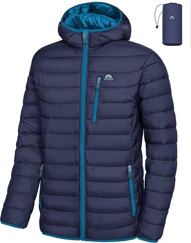 Mapamyumco Men's Packable Lightweight Puffer Jacket Hooded Windproof Winter Coat with Recycled Insulation in Kuwait