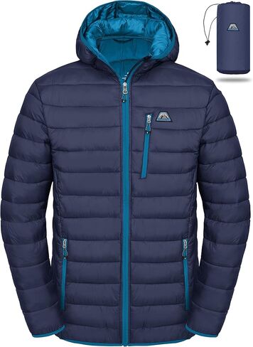 Mapamyumco Men's Packable Lightweight Puffer Jacket Hooded Windproof Winter Coat with Recycled Insulation in Kuwait