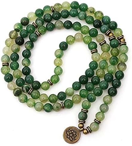 108 Mala Bracelet & Necklace for Women Men 8mm Onyx Stone Beads Lotus OM Buddha Yoga Prayer Multi-Layer Winding Lucky Bracelet in Saudi Arabia