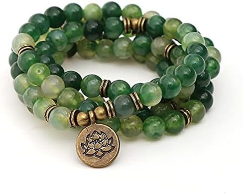 108 Mala Bracelet & Necklace for Women Men 8mm Onyx Stone Beads Lotus OM Buddha Yoga Prayer Multi-Layer Winding Lucky Bracelet in Saudi Arabia