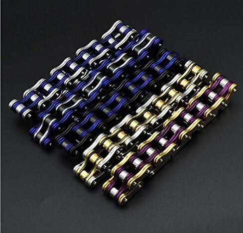 Qiaonitu Jewelry Heavy Mens Stainless Steel Motorcycle Bicycle Biker Bike Chain Bracelet Two-Tone High Polished 18-24cm in Kuwait