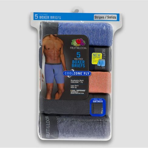 Fruit Of The Loom Mens Coolzone Boxer Brief 5 Pack, M, Assorted in Kuwait