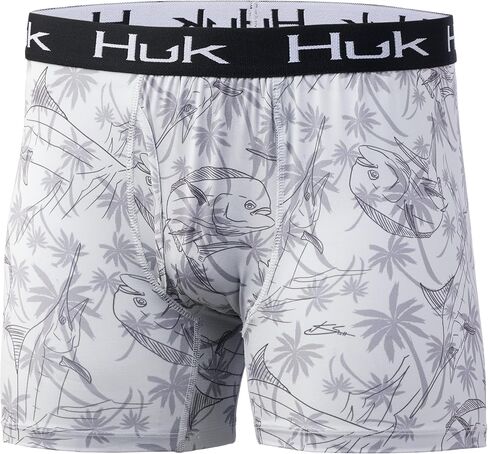 HUK mens | Dry Fit With Anti-Microbial Treatment Boxer Briefs, Palm Slam - Oyster, Large US in Saudi Arabia