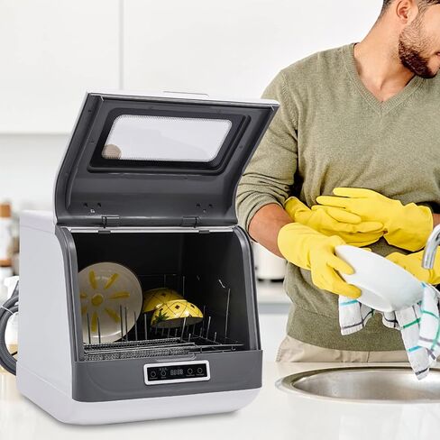 Portable Countertop Dishwashers, Automatic Compact Dishwashers with 8 Washing Programs, Air-Dry Function Compact Dishwashers for Small Apartments, Dorms and RVs, 1200W (Black & Gold) in Kuwait