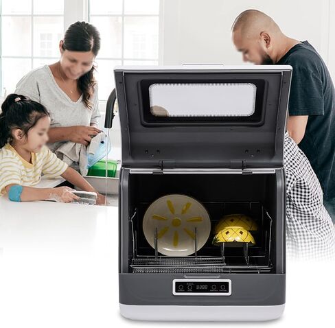 Portable Countertop Dishwashers, Automatic Compact Dishwashers with 8 Washing Programs, Air-Dry Function Compact Dishwashers for Small Apartments, Dorms and RVs, 1200W (Black & Gold) in Kuwait