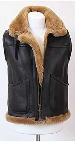 Men’s Aviator RAF B3 Real Shearling Bomber Flying Vest in Saudi Arabia