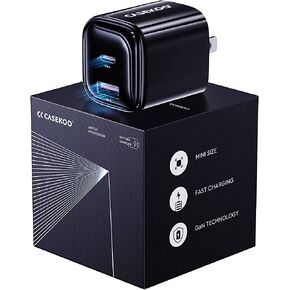 [30 واط GaN III] [لا يسخن] شاحن iPhone بلوك شحن سريع CASEKOO KooCharger شاحن حائط USB C مزدوج لهاتف iPhone 14/14 Pro/14 Pro Max/14 Plus والمزيد (أسود) in Kuwait