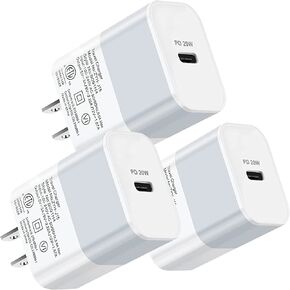 كتلة شحن سريعة، شاحن حائط USB C بقدرة 20 واط، كتلة شاحن iPhone سريع، محول طاقة USB C لهاتف iPhone 13/13 Pro/12 Pro Max/12 Pro/11 Pro، iPad Air/Mini/Pro، Samsung S22 S20 S10(3 علية) in Kuwait