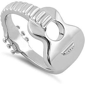 Sterling Silver 925 Guitar Ring , Adorable Musical Instrument Band Ring, Women/Girls Music Lover Jewelry in Saudi Arabia