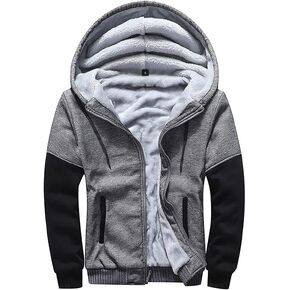 Maener Men's Hoodies Sherpa Lined Hooded Fleece Heavyweight Jacket Winter Thick Warm Sweatshirt Full Zip Coat Outerwear in Kuwait