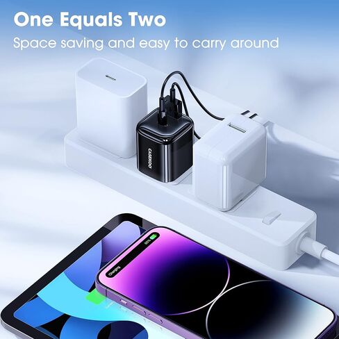 [30 واط GaN III] [لا يسخن] شاحن iPhone بلوك شحن سريع CASEKOO KooCharger شاحن حائط USB C مزدوج لهاتف iPhone 14/14 Pro/14 Pro Max/14 Plus والمزيد (أسود) in Kuwait