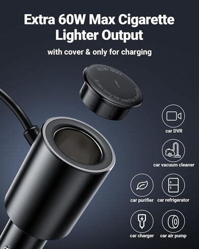شاحن سيارة سريع بـ 4 منافذ من ACEFAST بحد أقصى 90 وات مع شاشة رقمية LED، ومحول محور USB متعدد المنافذ شحن سريع مع مخرج ولاعة سجائر 60 وات للهواتف المحمولة in Kuwait