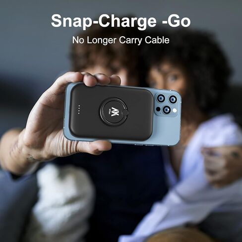 MYao Magnetic Wireless Power Bank, 5000mAh Mini Portable Charger with Finger Holder, Battery Pack USB C, Compatible with iPhone 14/14 Pro / 14 Pro Max / 14 Plus and iPhone 13/12 Series in Saudi Arabia