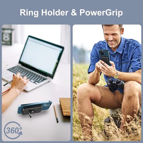 MYao Magnetic Wireless Power Bank, 5000mAh Mini Portable Charger with Finger Holder, Battery Pack USB C, Compatible with iPhone 14/14 Pro / 14 Pro Max / 14 Plus and iPhone 13/12 Series in Saudi Arabia