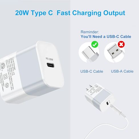 كتلة شحن سريعة، شاحن حائط USB C بقدرة 20 واط، كتلة شاحن iPhone سريع، محول طاقة USB C لهاتف iPhone 13/13 Pro/12 Pro Max/12 Pro/11 Pro، iPad Air/Mini/Pro، Samsung S22 S20 S10(3 علية) in Kuwait