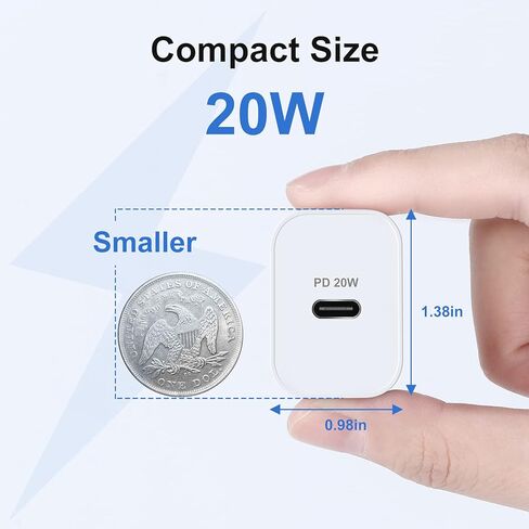 كتلة شحن سريعة، شاحن حائط USB C بقدرة 20 واط، كتلة شاحن iPhone سريع، محول طاقة USB C لهاتف iPhone 13/13 Pro/12 Pro Max/12 Pro/11 Pro، iPad Air/Mini/Pro، Samsung S22 S20 S10(3 علية) in Kuwait