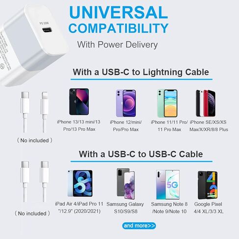 كتلة شحن سريعة، شاحن حائط USB C بقدرة 20 واط، كتلة شاحن iPhone سريع، محول طاقة USB C لهاتف iPhone 13/13 Pro/12 Pro Max/12 Pro/11 Pro، iPad Air/Mini/Pro، Samsung S22 S20 S10(3 علية) in Kuwait