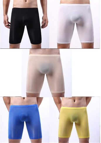 Andongnywell Men's Silky Underwear Sexy Seamless Boxer Briefs Breathable Ice Silk Boxer Knickers Seamless in Saudi Arabia