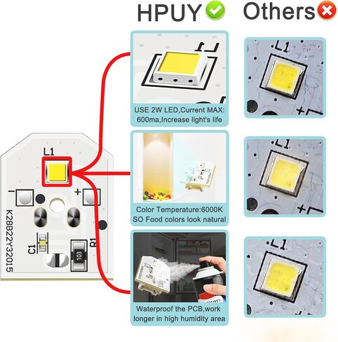 HPUY WR55X11132 WR55X25754 LED Light for GE Refrigerator Replace WR55X30602 WR55X26486 PS4704284 3033142 EAP12172918 AP6261806,No Cover Only LED PCB Board in Saudi Arabia