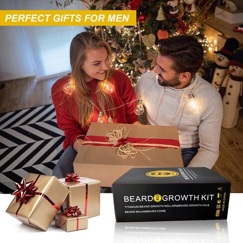 Beard Growth Kit - Beard Kit Gifts Set with 0.25mm Beard Roller, Beard Growth Serum Oil , Beard Balm and Comb, Help Beard and Hair Growth - Gifts for Men Dad Him Boyfriend Husband Brother in Saudi Arabia