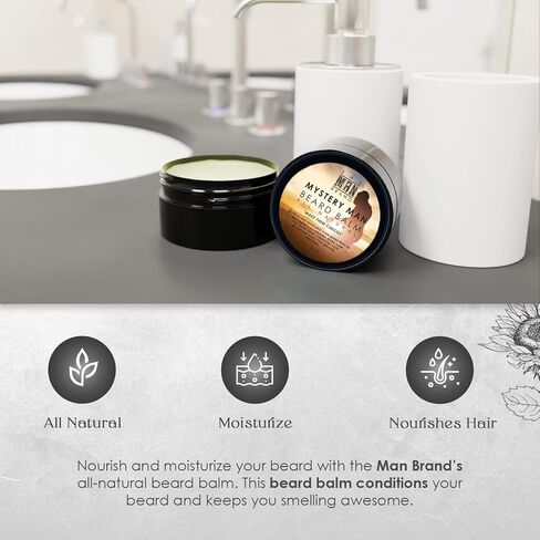 Beard Balm for Men - Natural Beeswax Based Conditioning Balm for Beard Care - Scented Beard Balm for Styling in a Round Screw Top Tin (BUSINESS AS USUAL, 1 oz / 30 ml) in Kuwait