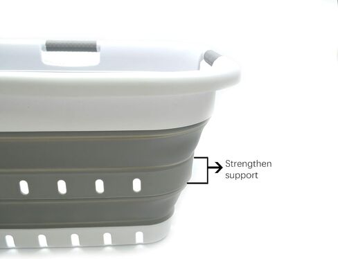 SAMMART 41L (10.8 gallon) Collapsible 3 Handled Plastic Laundry Basket - Foldable Pop Up Storage Container/Organizer - Portable Washing Tub - Space Saving Hamper/Basket (3 handled rectangular, Black) in Saudi Arabia