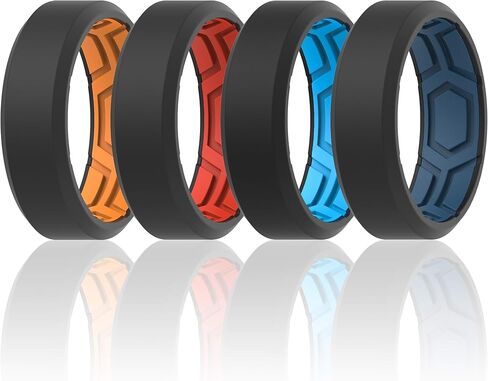 خاتم زفاف من السيليكون بأخاديد هوائية قابلة للتنفس للرجال من ThunderFit - 7 خواتم / 4 خواتم / حلقة واحدة in Saudi Arabia