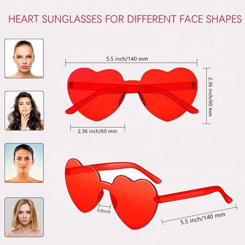 Virtue morals Heart Shape Sunglasses for Valentine Mardi Gras Summer Women's Party Favor in Saudi Arabia