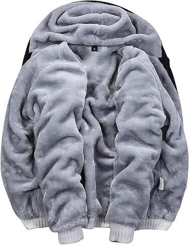 Maener Men's Hoodies Sherpa Lined Hooded Fleece Heavyweight Jacket Winter Thick Warm Sweatshirt Full Zip Coat Outerwear in Kuwait
