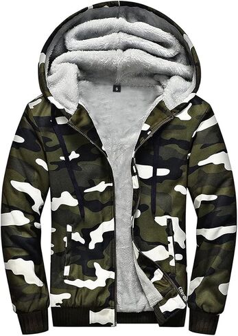 Maener Men's Hoodies Sherpa Lined Hooded Fleece Heavyweight Jacket Winter Thick Warm Sweatshirt Full Zip Coat Outerwear in Kuwait