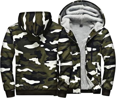 Maener Men's Hoodies Sherpa Lined Hooded Fleece Heavyweight Jacket Winter Thick Warm Sweatshirt Full Zip Coat Outerwear in Kuwait