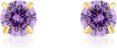 14k Yellow Gold 3MM Simulated Birthstone Stud Earrings with Butterfly Push backings, Available in 12 colors in Saudi Arabia