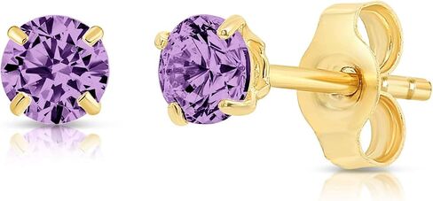 14k Yellow Gold 3MM Simulated Birthstone Stud Earrings with Butterfly Push backings, Available in 12 colors in Saudi Arabia