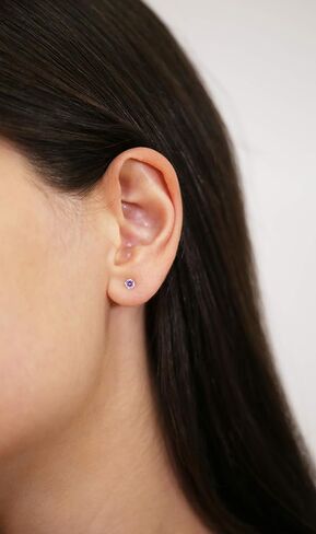14k Yellow Gold 3MM Simulated Birthstone Stud Earrings with Butterfly Push backings, Available in 12 colors in Saudi Arabia