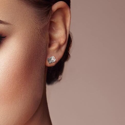 DIAMONLITE 2 Ct Cubic Zirconia Stud Earrings for Women and Men, D Color VVS Clarity Excellent Cut, Rhodium Plated 925 Sterling Silver Lab Created Simulated Diamond Earrings for Women and Men - Mens and Womens Silver CZ Studs in Saudi Arabia