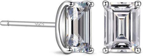 DIAMONLITE 2 Ct Cubic Zirconia Stud Earrings for Women and Men, D Color VVS Clarity Excellent Cut, Rhodium Plated 925 Sterling Silver Lab Created Simulated Diamond Earrings for Women and Men - Mens and Womens Silver CZ Studs in Saudi Arabia