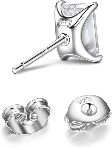 DIAMONLITE 2 Ct Cubic Zirconia Stud Earrings for Women and Men, D Color VVS Clarity Excellent Cut, Rhodium Plated 925 Sterling Silver Lab Created Simulated Diamond Earrings for Women and Men - Mens and Womens Silver CZ Studs in Saudi Arabia