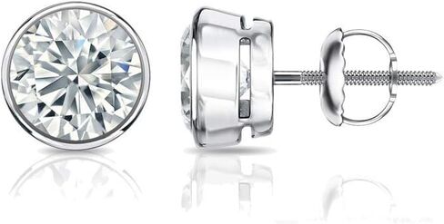 1/4 Carat Lab Grown Diamond Round Stud Earrings in 14k Gold (G-H, SI1-SI2, cttw) Bezel Set Screw Back by Diamond Wish in Saudi Arabia