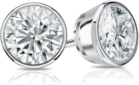 1/4 Carat Lab Grown Diamond Round Stud Earrings in 14k Gold (G-H, SI1-SI2, cttw) Bezel Set Screw Back by Diamond Wish in Saudi Arabia