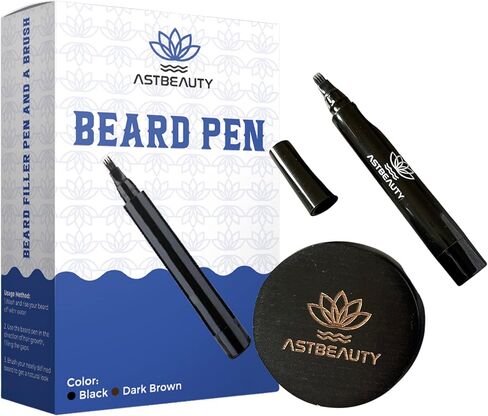 Natural Beard Pencil Filler pen for Men Beard Moustache, Water Proof Long Lasting Coverage, Repair Shape, Effective Enhance Facial Hair (BLACK) in Saudi Arabia