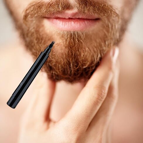 Natural Beard Pencil Filler pen for Men Beard Moustache, Water Proof Long Lasting Coverage, Repair Shape, Effective Enhance Facial Hair (BLACK) in Saudi Arabia