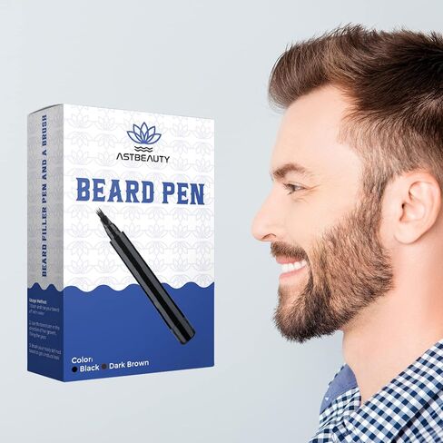 Natural Beard Pencil Filler pen for Men Beard Moustache, Water Proof Long Lasting Coverage, Repair Shape, Effective Enhance Facial Hair (BLACK) in Saudi Arabia