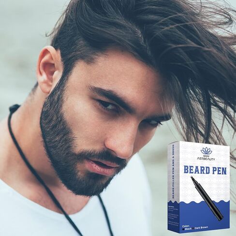Natural Beard Pencil Filler pen for Men Beard Moustache, Water Proof Long Lasting Coverage, Repair Shape, Effective Enhance Facial Hair (BLACK) in Saudi Arabia