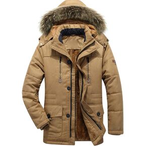Chouyatou Men's Winter Removable Hooded Frost-Fighter Sherpa Lined Midi Packable Parka Jackets