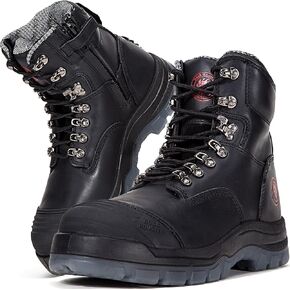 ROCKROOSTER Work Boots for Men,7 inch,Steel Toe,Side Zipper, Leather Shoes,Static Control, Breathable,Quick Dry(AK232Z -AK245Z