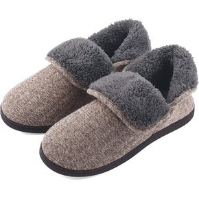 VANSARTO Mens Knit Bootie Slippers Comfy Casual Memory Foam Boot Slipper Indoor Outdoor House Shoes