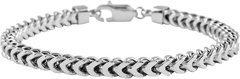 Savlano 925 Sterling Silver Rhodium Plated 3.5MM, 5.5MM Franco Square Box Chain Bracelet for Men-Made In Italy Comes with Savlano Gift Box in Saudi Arabia